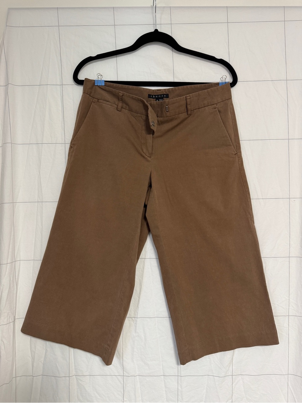 Theory Brown Gellar Wide Leg Crop pants